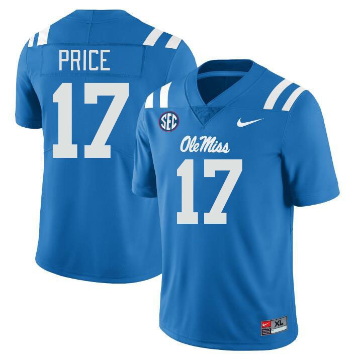 Men #17 Devin Price Ole Miss Rebels College Football Jerseys Stitched-Power Blue